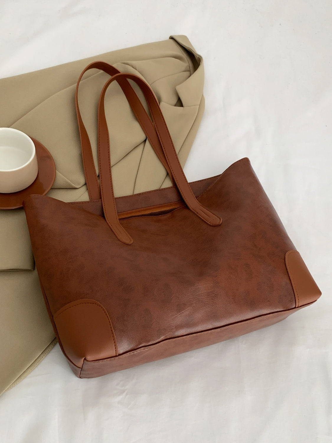 PU Leather Medium Tote Bag